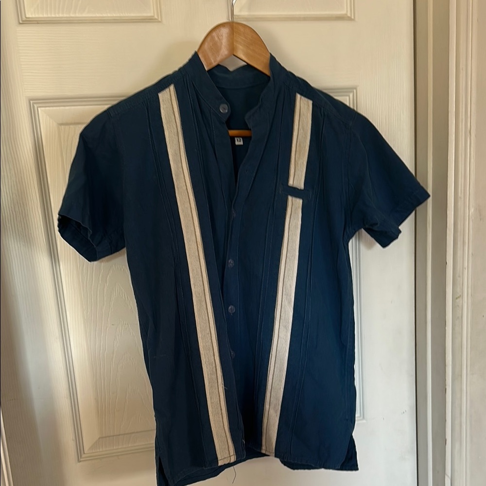 Kids Oaxacan Blue Short Sleeve Linen Shirt